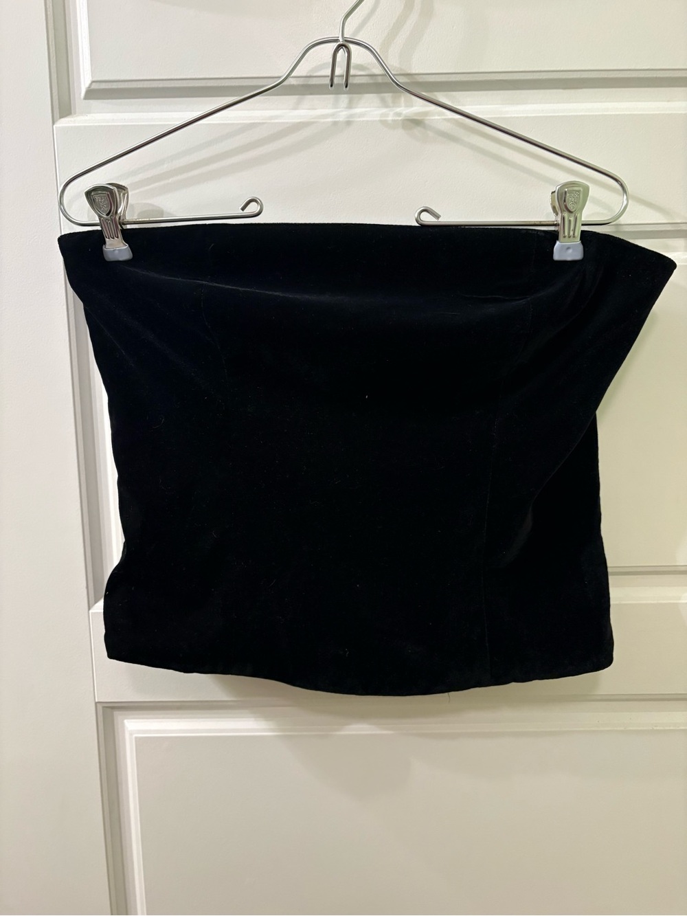 St John Black Velvet Strapless Corset Top